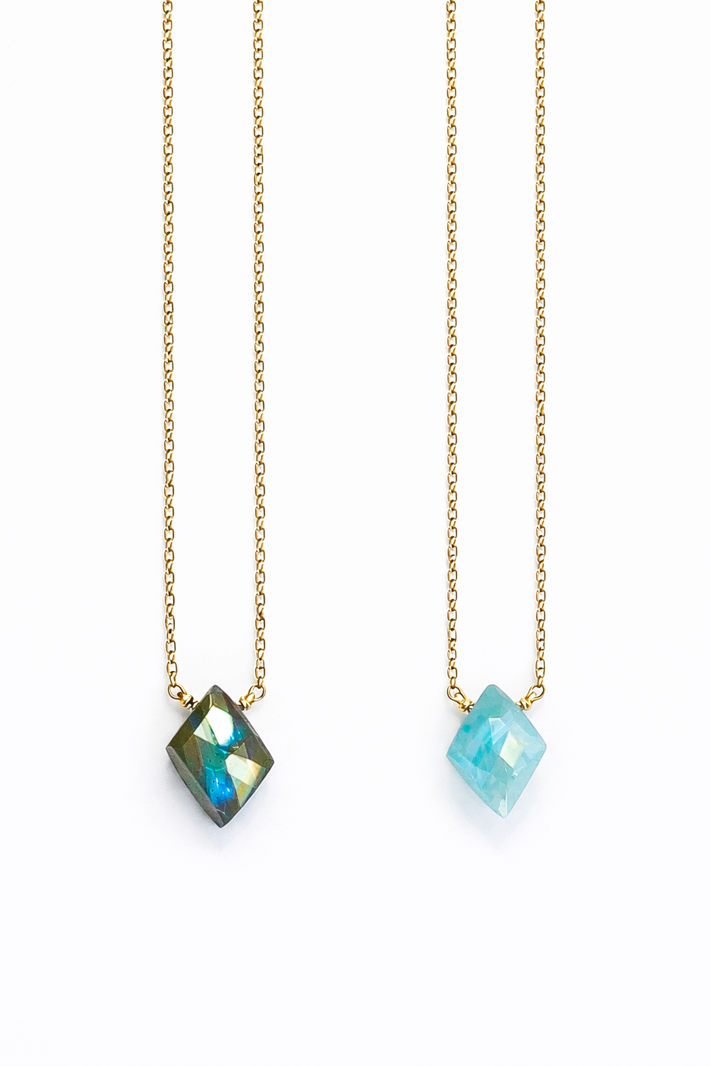 Diamond shaped semi-precious stone necklace - N420 – view 2