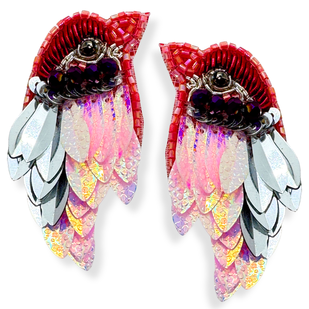 Iridescent Pink Hummingbird Earrings Handmade Beaded Charm Jewelry | Key West Local Luxe