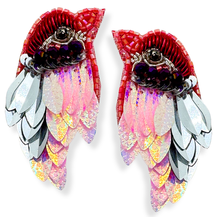 Iridescent Pink Hummingbird Earrings Handmade Beaded Charm Jewelry | Key West Local Luxe