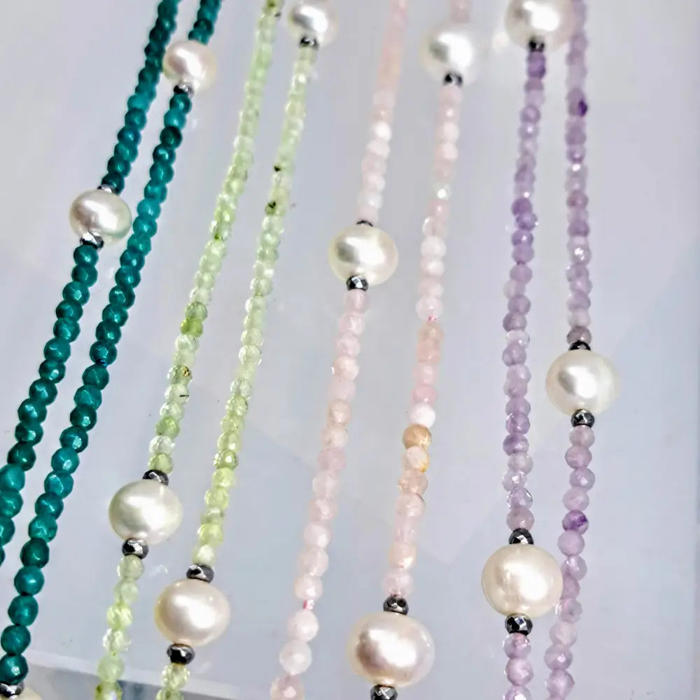 ?60 Inches of Love!’ 60’’ Necklace/bracelet Convertible - Gemstones Pearls Hematite (+ Sp Enhancer Clip) - Necklace