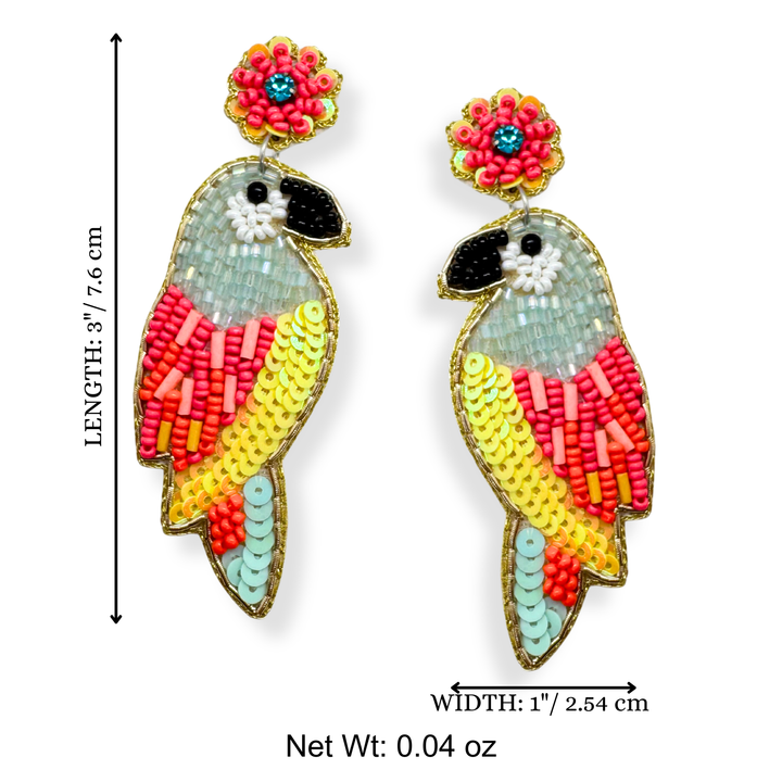 Macaw Parrot Earrings Handcrafted Beaded Jewelry – view 2