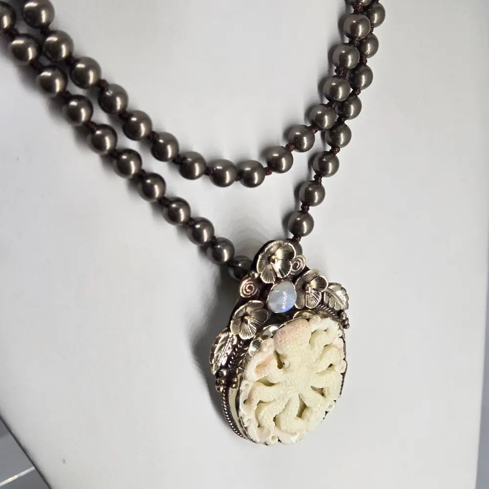 ?8-arm Mandala’ Hand-carved Bone Octopus Pendant Necklace - Key West Local Luxe
