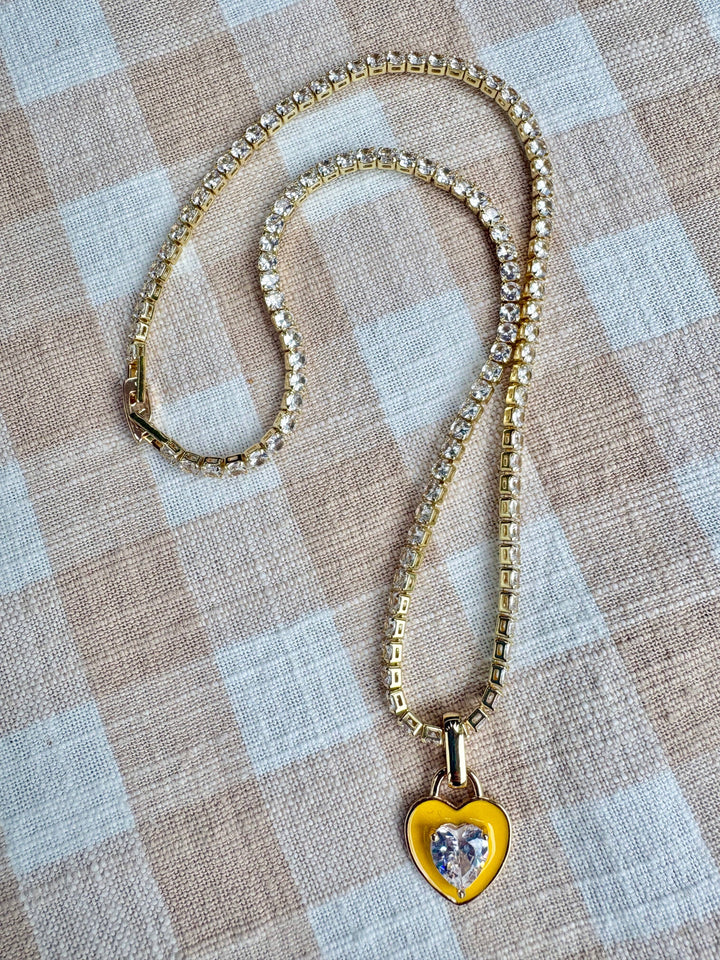 "My Heart" 16" Crystal & Enamel, Tennis Necklace