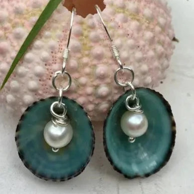"Limpet Pools" Earrings - (2 Styles) Limpet Shells, Pearls, Sterling
