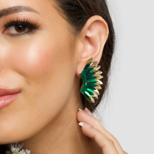Small Wing Earrings-Green Gold – view 4