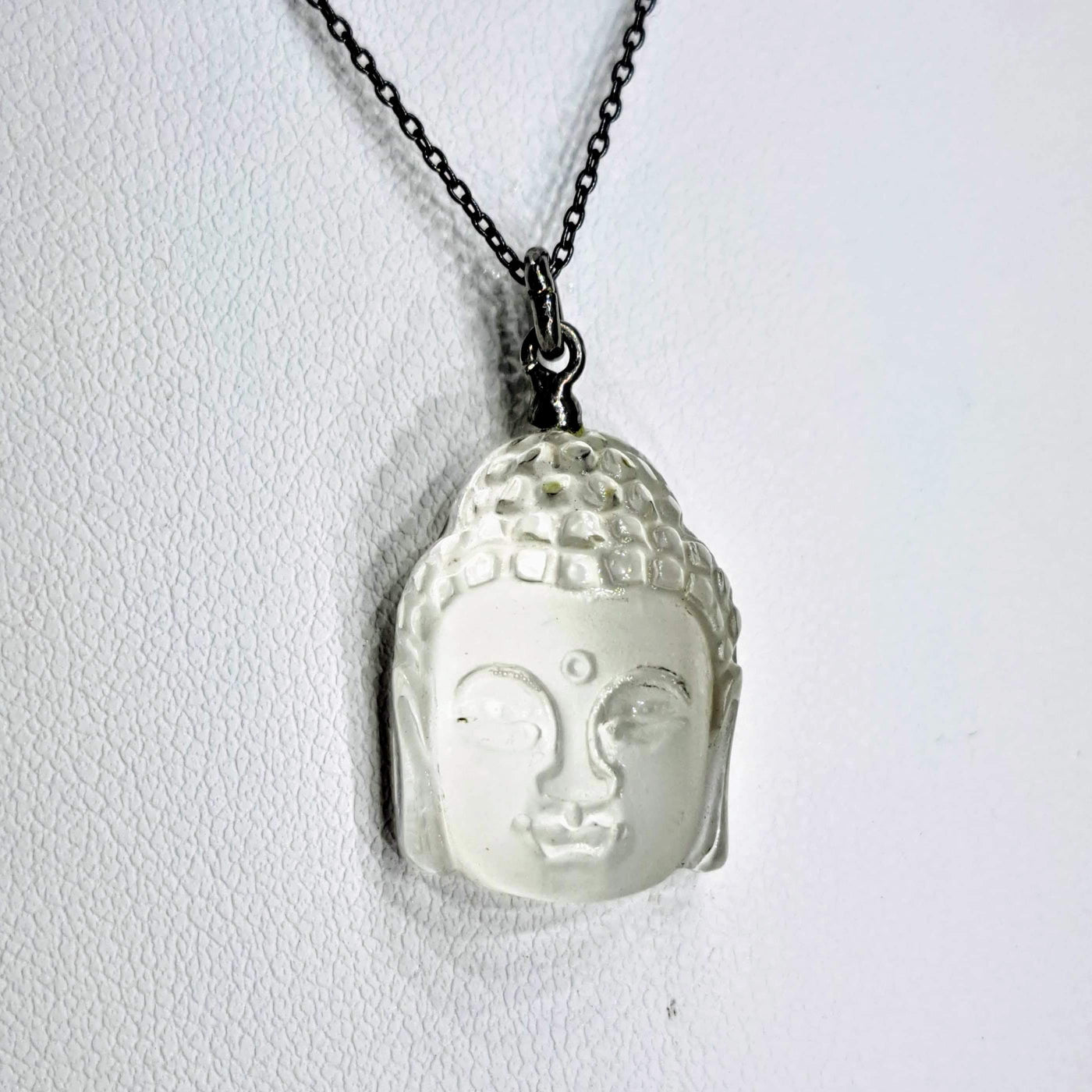 "Crystal Buddha" Pendant Necklace - Quartz, Black Sterling