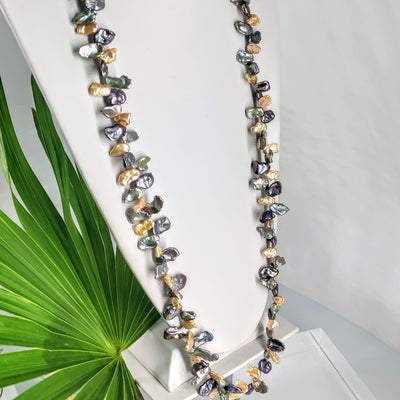 "Champagne & Grapes" 36" Necklace - Stick Pearls & Sterling