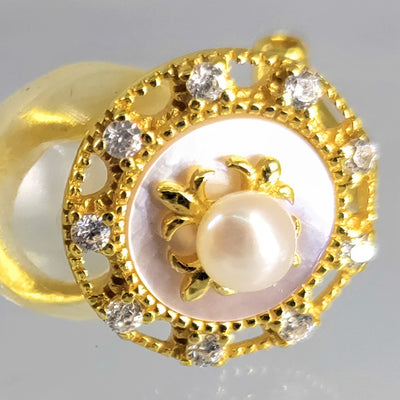 "Treasure Island" 0.5" Earrings - Mother Of Pearl, Pearl, Topaz, 18k Gold Sterling