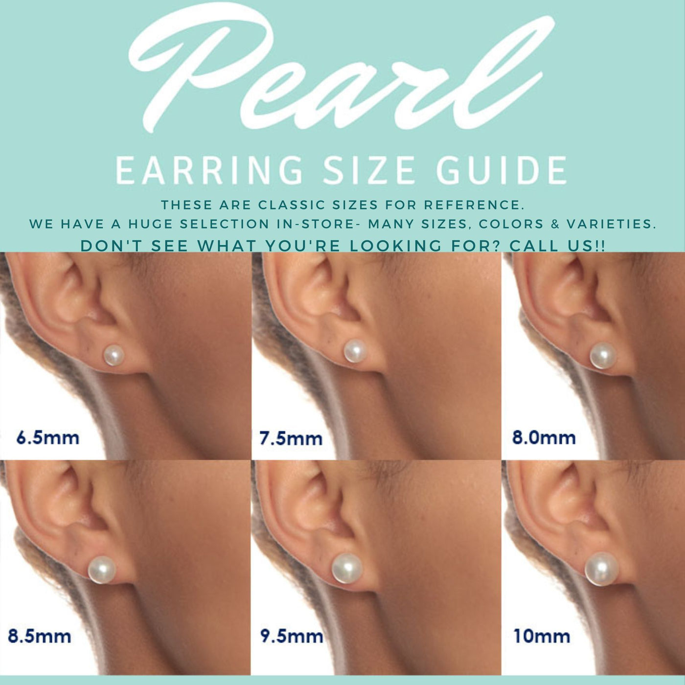 "Classic" 7.5-8mm Stud Earrings - Pearls, Sterling
