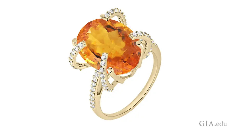Colorless topaz from Nigeria, light blue topaz from Brazil, purplish-pink topaz from Pakistan, and orange-red topaz from Brazil exhibit the multiple colors of the November birthstone.