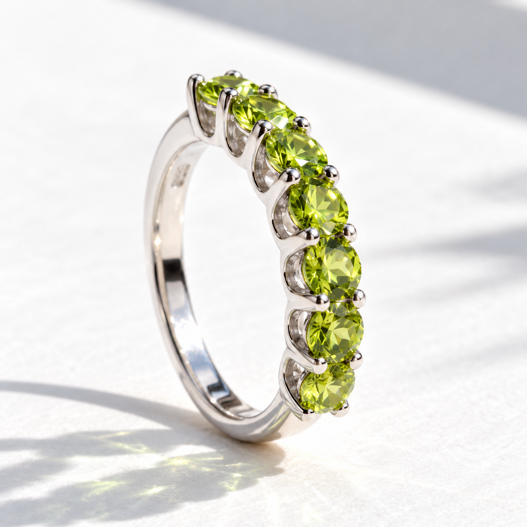 "Kisses" Sz 6-9 Half Band Rings - 3.5mm Gemstones, Anti-tarnish Sterling
