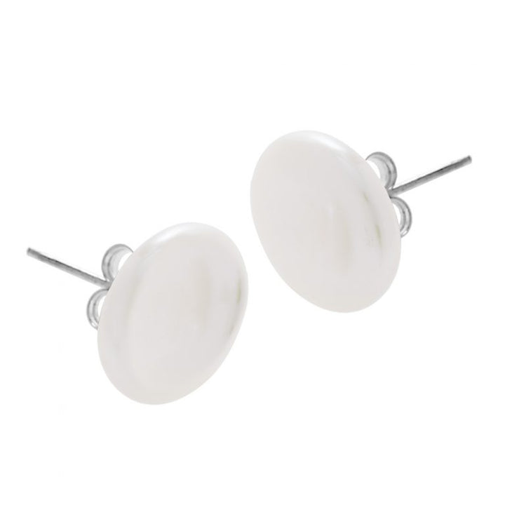 "Coin Pearl Studs!" .5" Earrings - Coin Pearl, Sterling