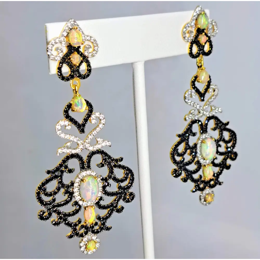 ?A Toast To...’ 3’’ Earrings - Opal Spinel Zircon 18k Gold Sterling