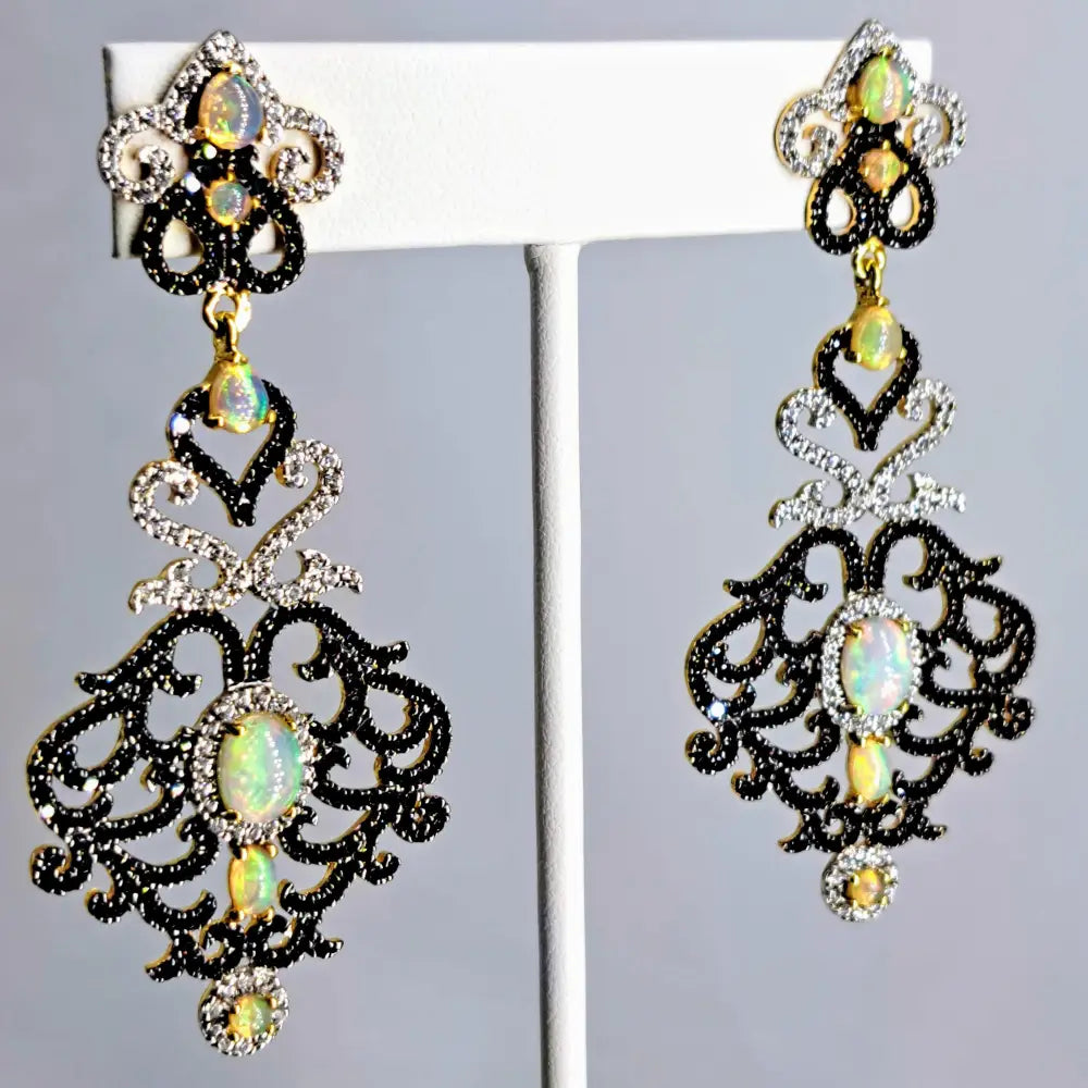 ?A Toast To...’ 3’’ Earrings - Opal Spinel Zircon 18k Gold Sterling