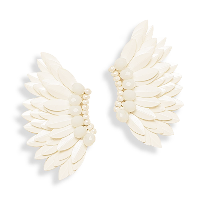 Small Wing Earrings-White | Key West Local Luxe