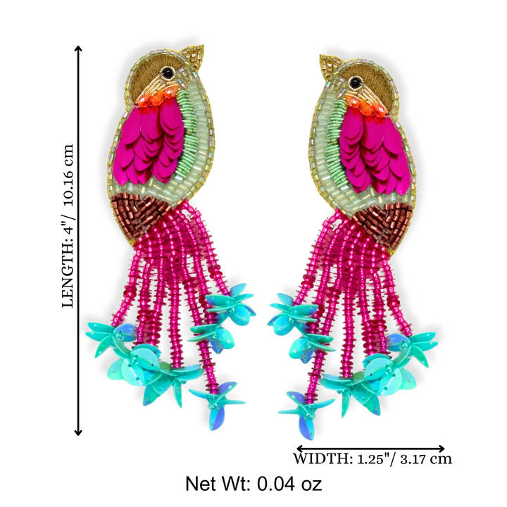 Bird of Paradise Earrings – Handmade Beaded Statement Jewelry for Women – view 2