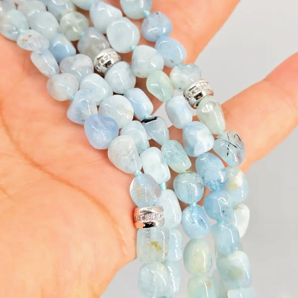 ?AGuas Mas Finas’ 24’’ - 26’’ Necklace - Aquamarine Topaz Anti-tarnish Sterling