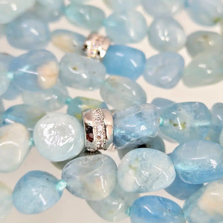 ?AGuas Mas Finas’ 24’’ - 26’’ Necklace - Aquamarine Topaz Anti-tarnish Sterling