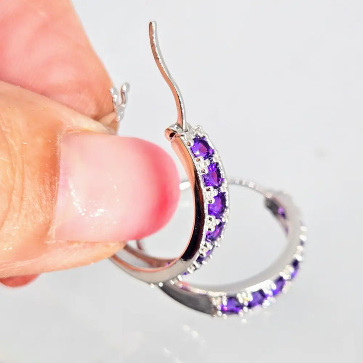 ?AMethyst Extravaganza’.75’’ Earrings - Amethyst Diamonds Sterling - Key West Local Luxe