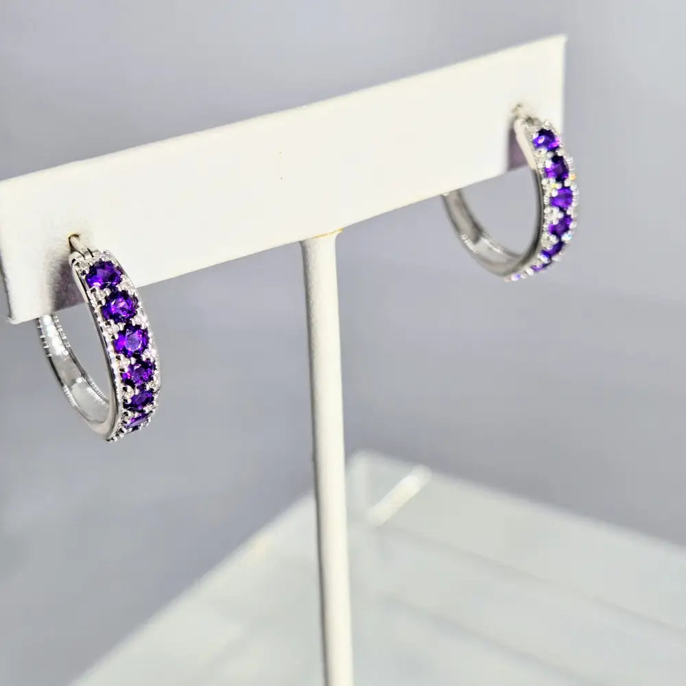 ?AMethyst Extravaganza’.75’’ Earrings - Amethyst Diamonds Sterling - Key West Local Luxe