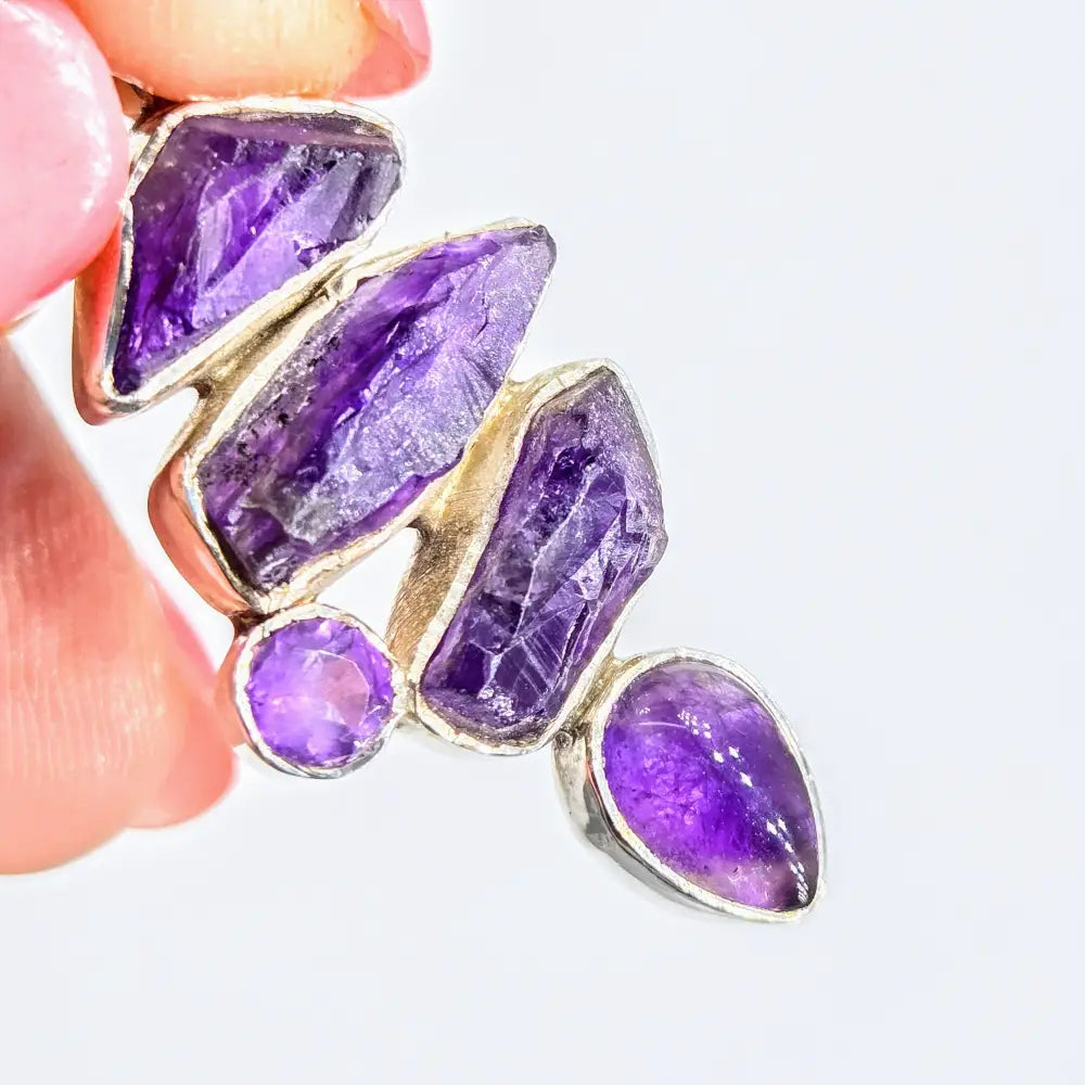Amethyst Lover 18’’ Necklace 1.5’’ Pendant Sterling Box Chain