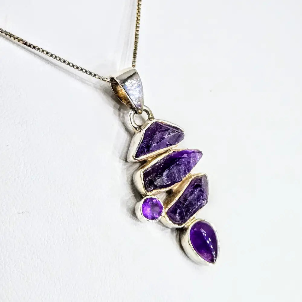 Amethyst Lover 18’’ Necklace 1.5’’ Pendant Sterling Box Chain