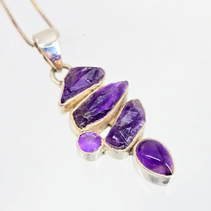 Amethyst Lover 18’’ Necklace 1.5’’ Pendant Sterling Box Chain