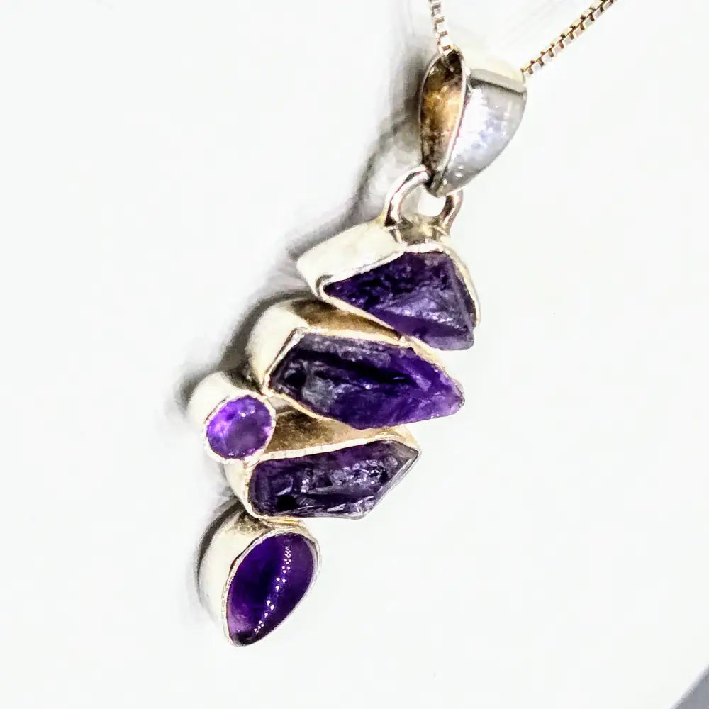 Amethyst Lover 18’’ Necklace 1.5’’ Pendant Sterling Box Chain