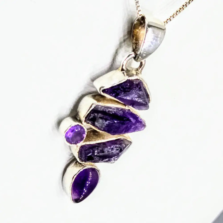 Amethyst Lover 18’’ Necklace 1.5’’ Pendant Sterling Box Chain