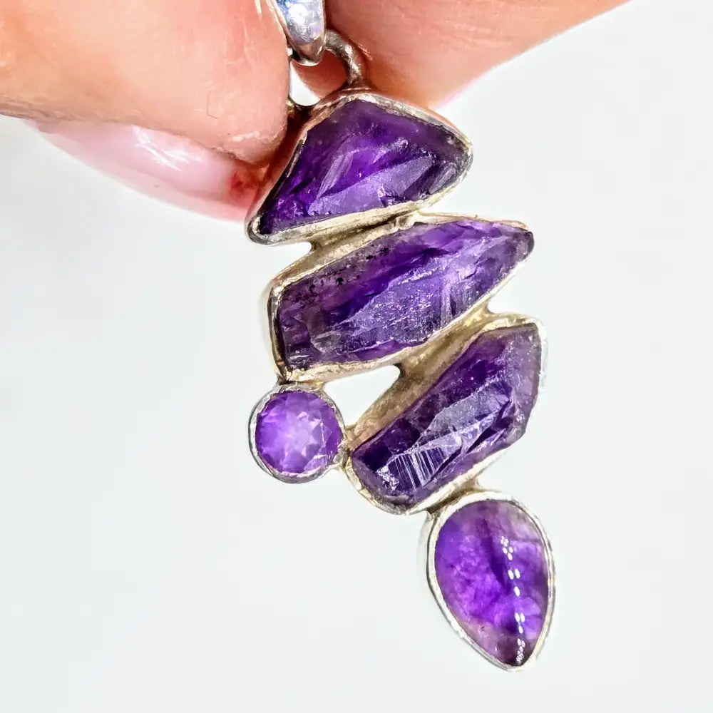 Amethyst Lover 18’’ Necklace 1.5’’ Pendant Sterling Box Chain