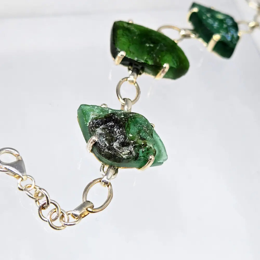 ?ANcient Roman Glass Forest’ 6’’ - 8’’ Bracelet - Ancient Sterling