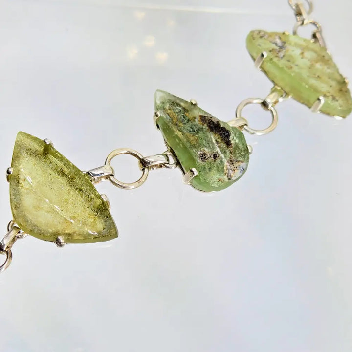 ?ANcient Roman Glass - Moss’ 5.5’’ - 8’’ Bracelet - Ancient Sterling