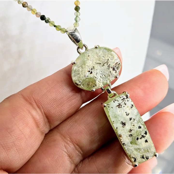 ?ANcient Roman Glass - Moss’ Pendant Necklace - Ancient Agate Sterling