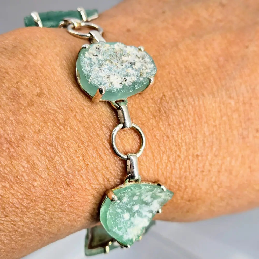 Outlet ?Ancient Roman Glass Sea #1’’ 6.5’’ - 8.5’’ Bracelet - Ancient Sterling