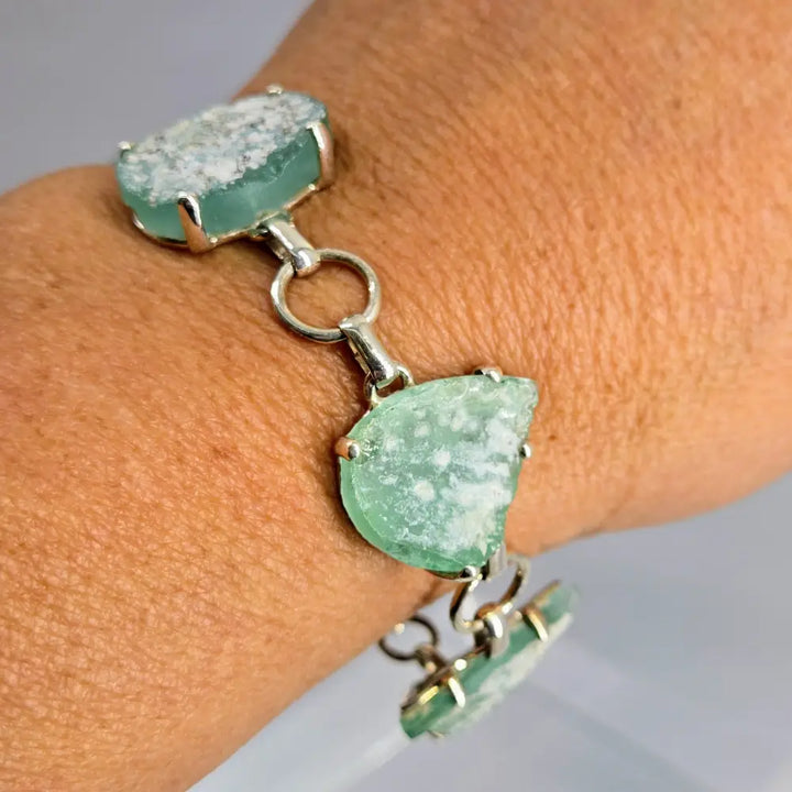 Outlet ?Ancient Roman Glass Sea #1’’ 6.5’’ - 8.5’’ Bracelet - Ancient Sterling