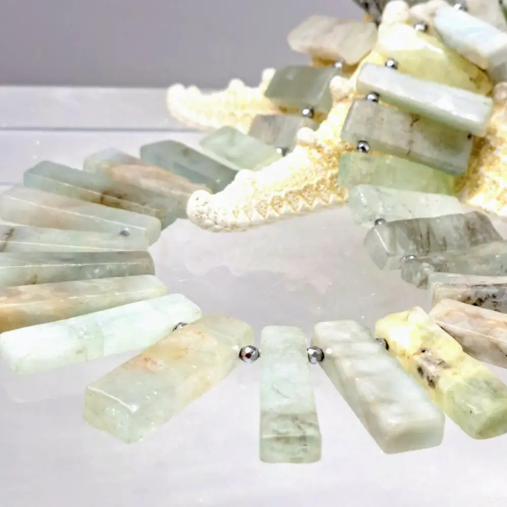 Outlet ?Aqua Bella’ 18’’-20’’ Necklace - Aquamarine Hematite Sterling