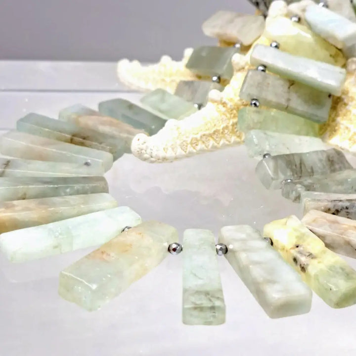 Outlet ?Aqua Bella’ 18’’-20’’ Necklace - Aquamarine Hematite Sterling