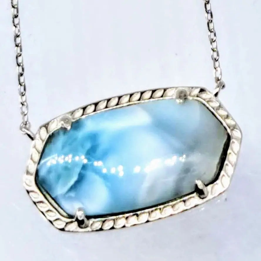 ?AQua D’geo’ 15’’-17’’ Necklace - Larimar Anti-tarnish Sterling - Pendant