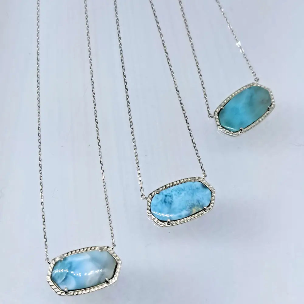 ?AQua D’geo’ 15’’-17’’ Necklace - Larimar Anti-tarnish Sterling - Pendant