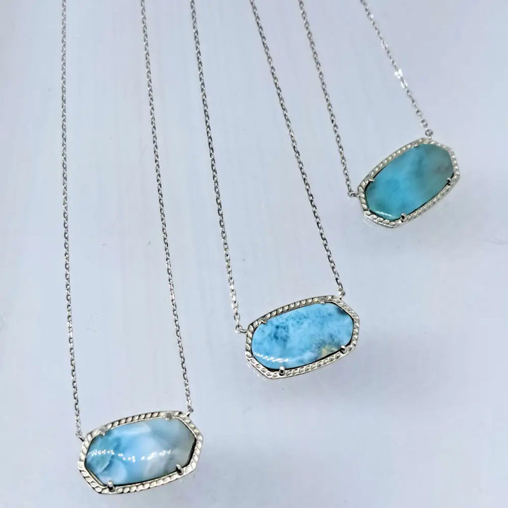 ?AQua D’geo’ 15’’-17’’ Necklace - Larimar Anti-tarnish Sterling - Pendant