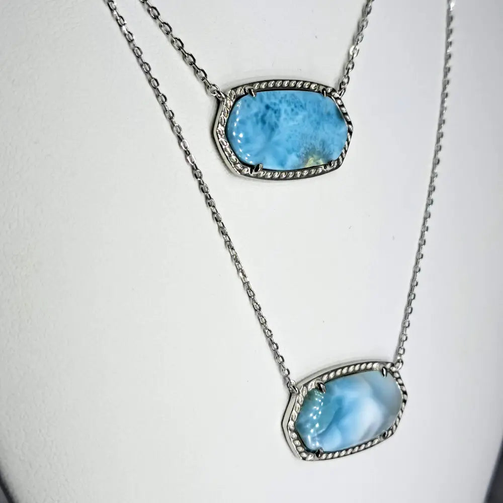 ?AQua D’geo’ 15’’-17’’ Necklace - Larimar Anti-tarnish Sterling - Pendant