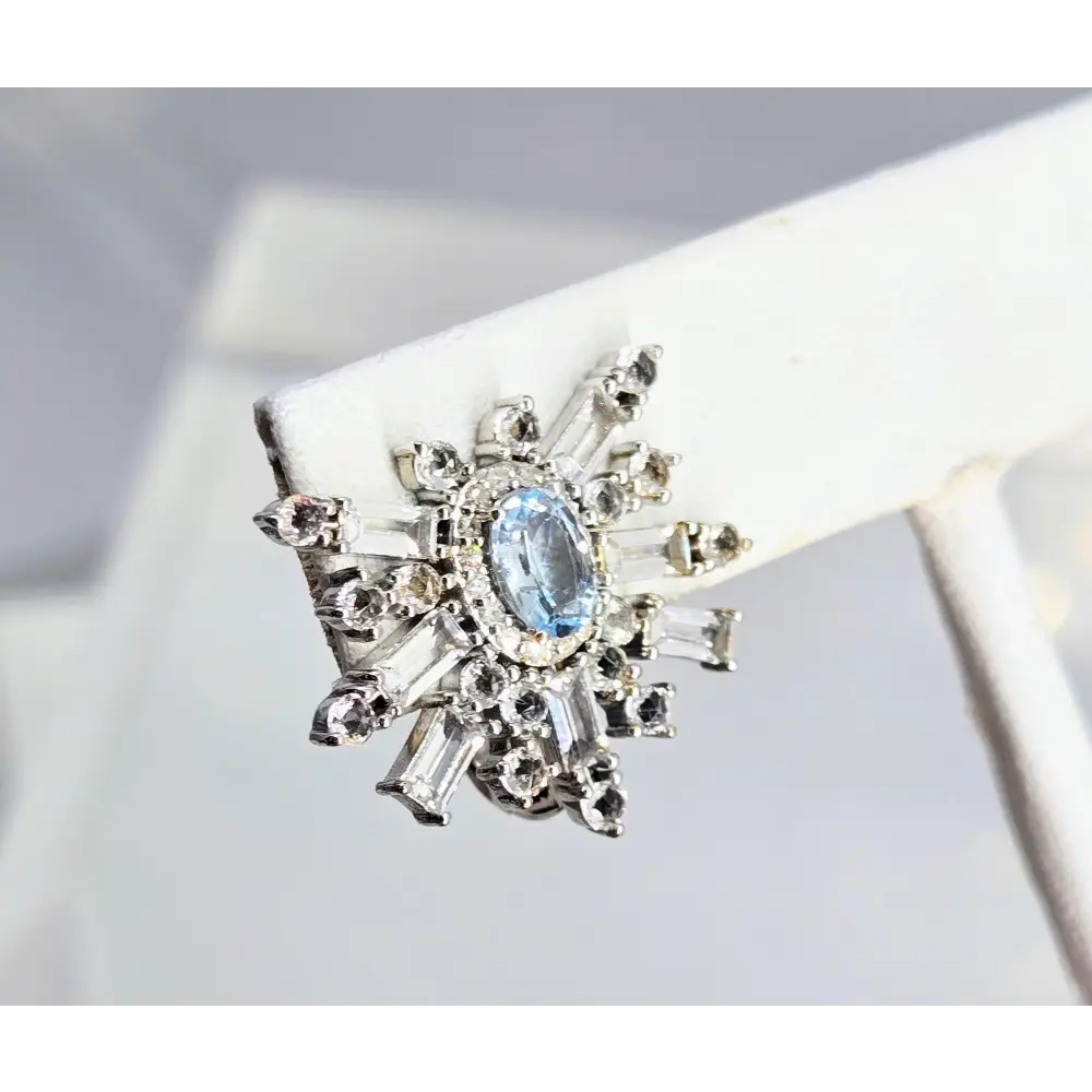 ?AQuamarine Starburst’ Earrings - Aquamarine Diamonds Anti-tarnish Sterling