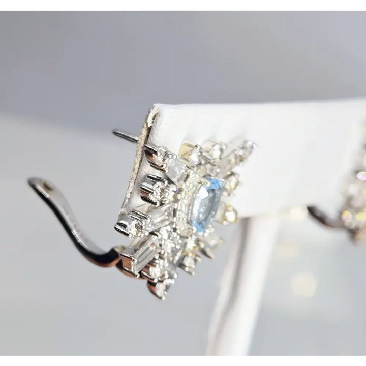 ?AQuamarine Starburst’ Earrings - Aquamarine Diamonds Anti-tarnish Sterling