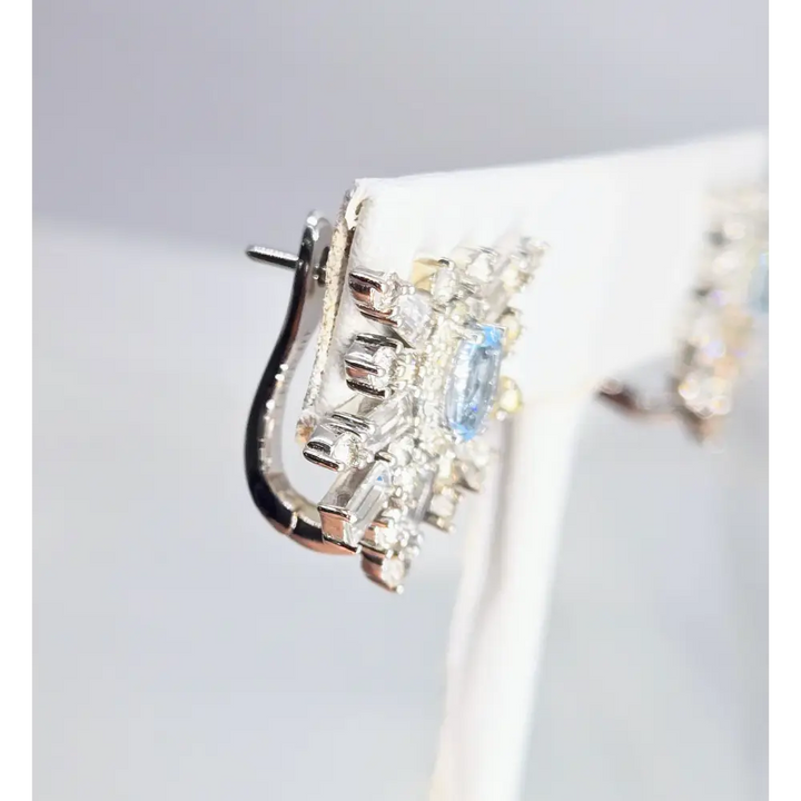?AQuamarine Starburst’ Earrings - Aquamarine Diamonds Anti-tarnish Sterling