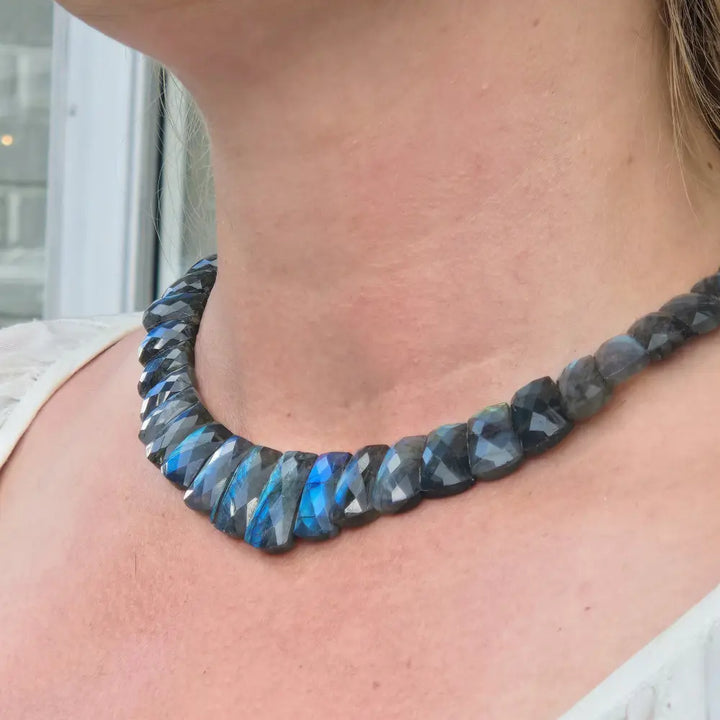 ?AUrora Borealis’ 16’’ - 18’’ Necklace - Labradorite Sterling - Key West Local Luxe