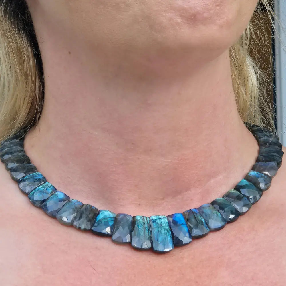 ?AUrora Borealis’ 16’’ - 18’’ Necklace - Labradorite Sterling - Key West Local Luxe