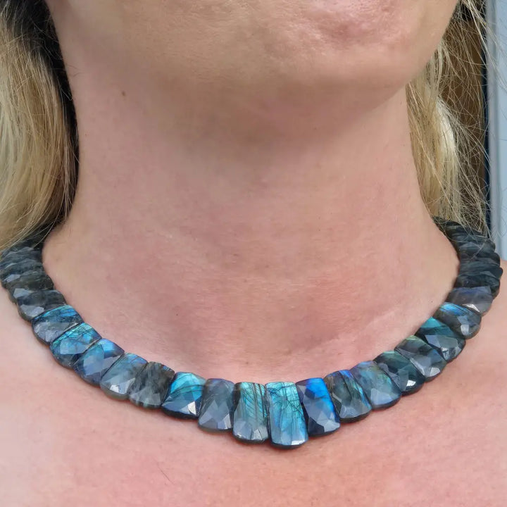 ?AUrora Borealis’ 16’’ - 18’’ Necklace - Labradorite Sterling - Key West Local Luxe