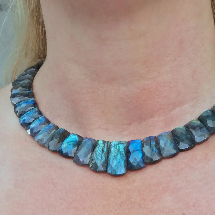 ?AUrora Borealis’ 16’’ - 18’’ Necklace - Labradorite Sterling - Key West Local Luxe