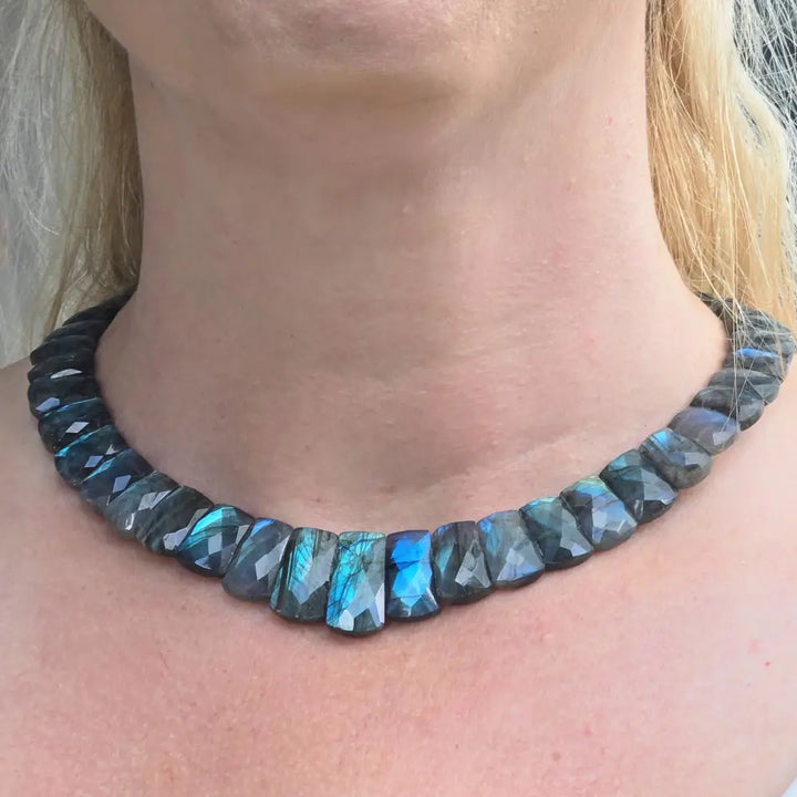 ?AUrora Borealis’ 16’’ - 18’’ Necklace - Labradorite Sterling - Key West Local Luxe