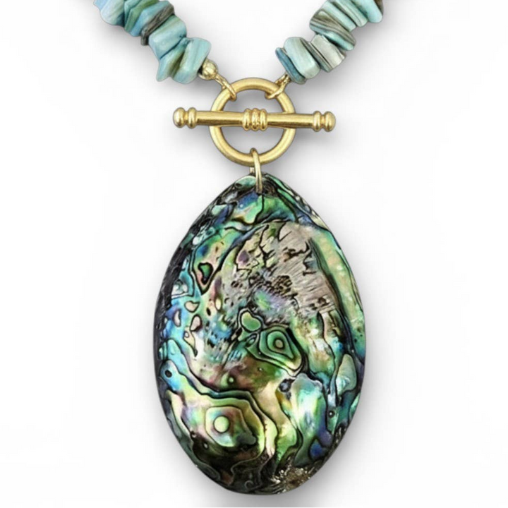 "Beach Babe" Abalone Beaded Seashell Necklace